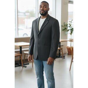 Todays Man Mens Cashmere Blazer 40L Solid Black Sport Coat Made in Italy